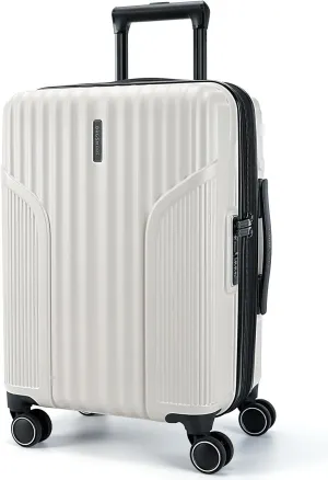 BAGSMART Expandable Carry On Luggage 22x14x9 Airline Approved, Carry-On Suitcase with Spinner Wheels, Hardside Polycarbonate Rolling Travel Luggage with TSA Lock 20-Inch, Beige