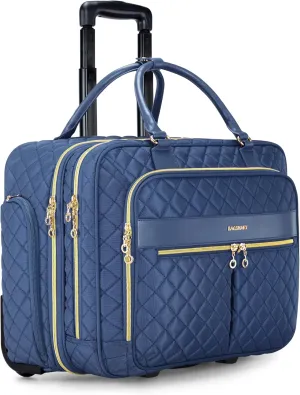 BAGSMART Rolling Laptop Bag Women, Rolling Briefcase for Women, 17.3 Inch with Wheels Computer Bag Rolling Laptop Case for Work Travel Business, Navy Blue