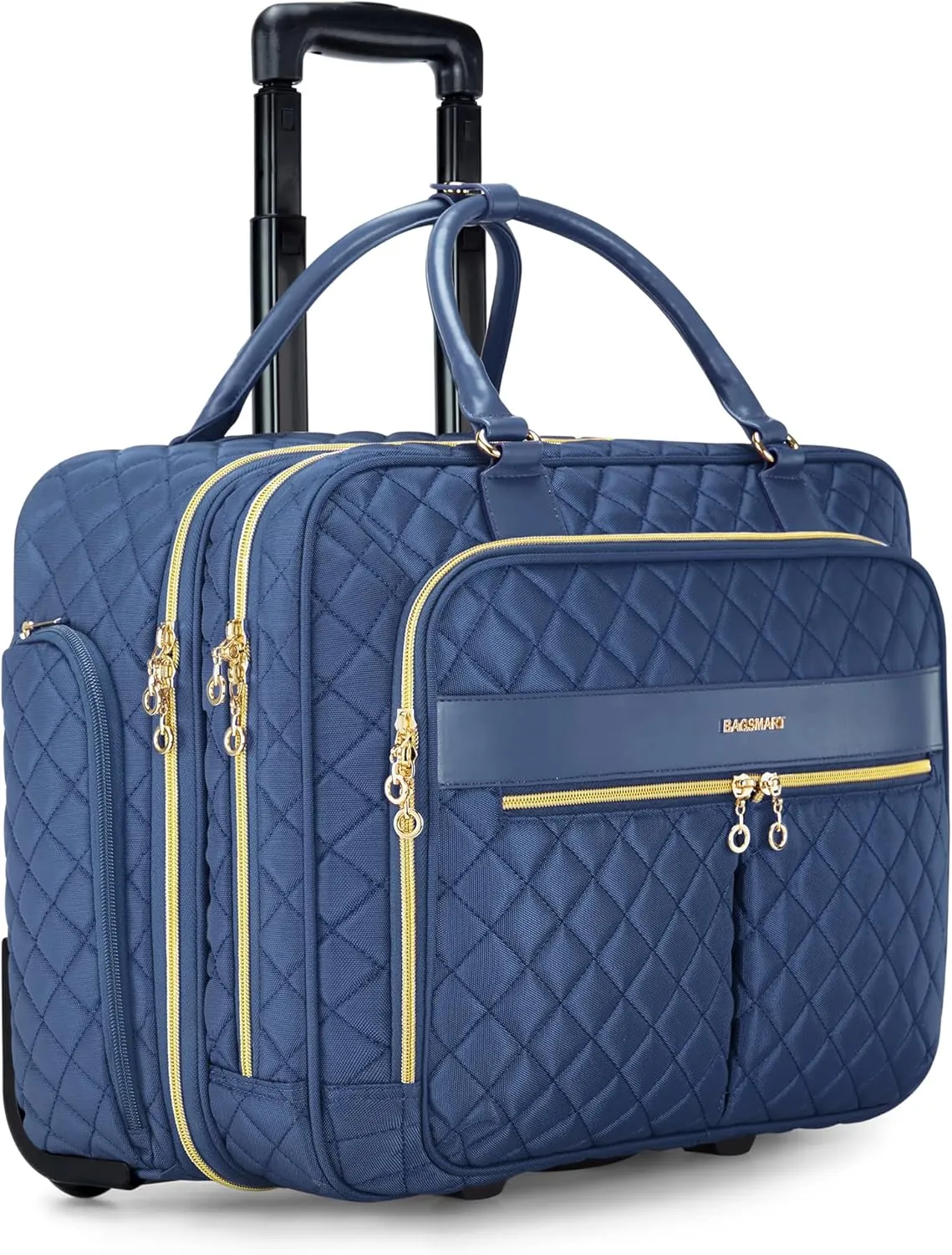 BAGSMART Rolling Laptop Bag Women, Rolling Briefcase for Women, 17.3 Inch with Wheels Computer Bag Rolling Laptop Case for Work Travel Business, Navy Blue