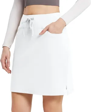 baleaf Women's Skorts Skirts 20" Knee Length Cotton Casual High Waist Drawstring Modest Golf Skort with Pocket