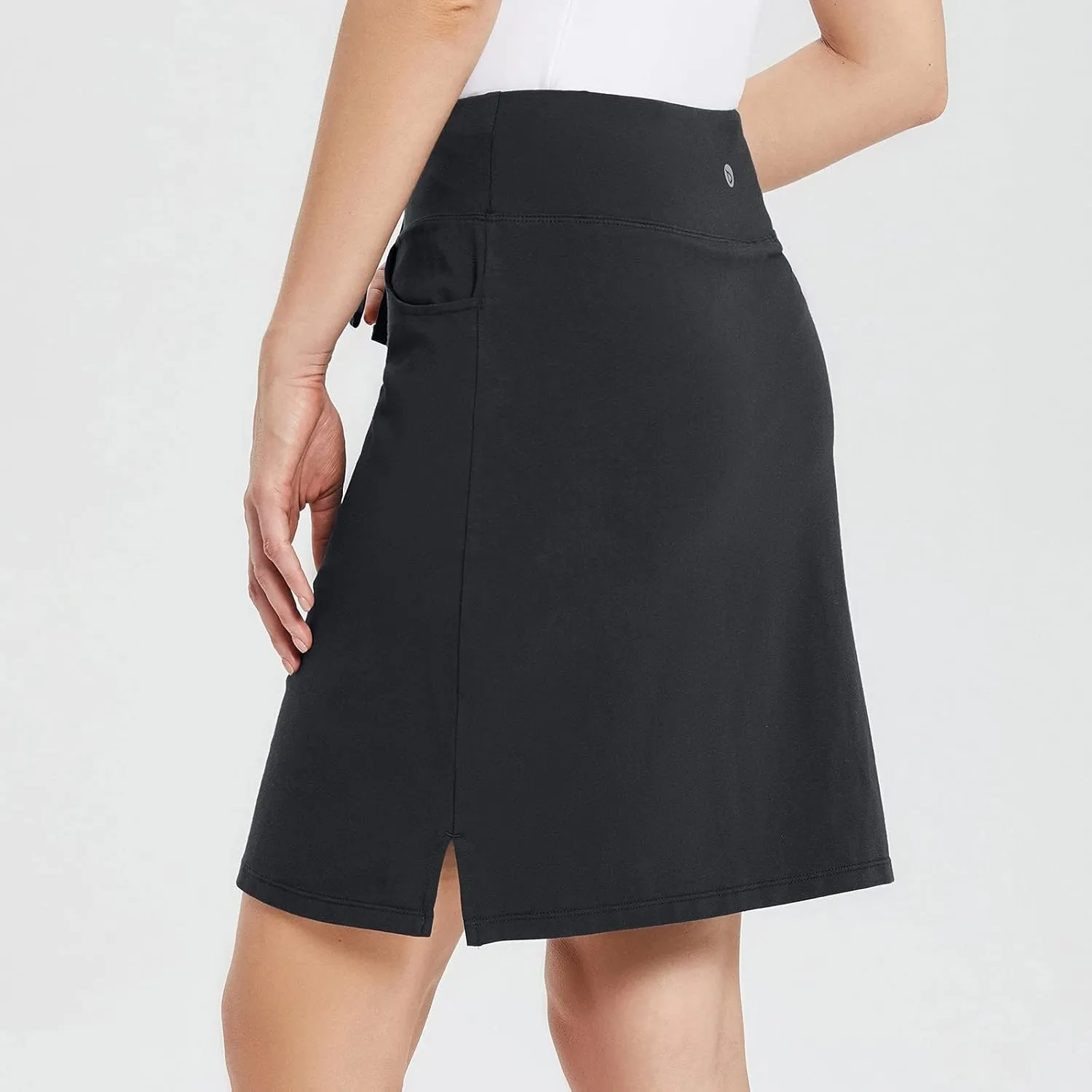 baleaf Women's Skorts Skirts 20" Knee Length Cotton Casual High Waist Drawstring Modest Golf Skort with Pocket