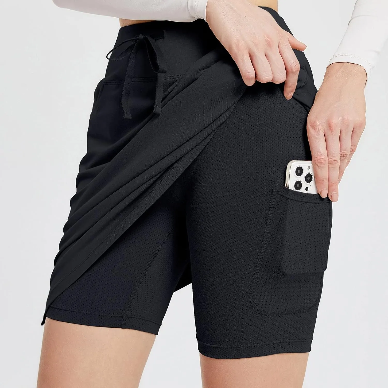 baleaf Women's Skorts Skirts 20" Knee Length Cotton Casual High Waist Drawstring Modest Golf Skort with Pocket