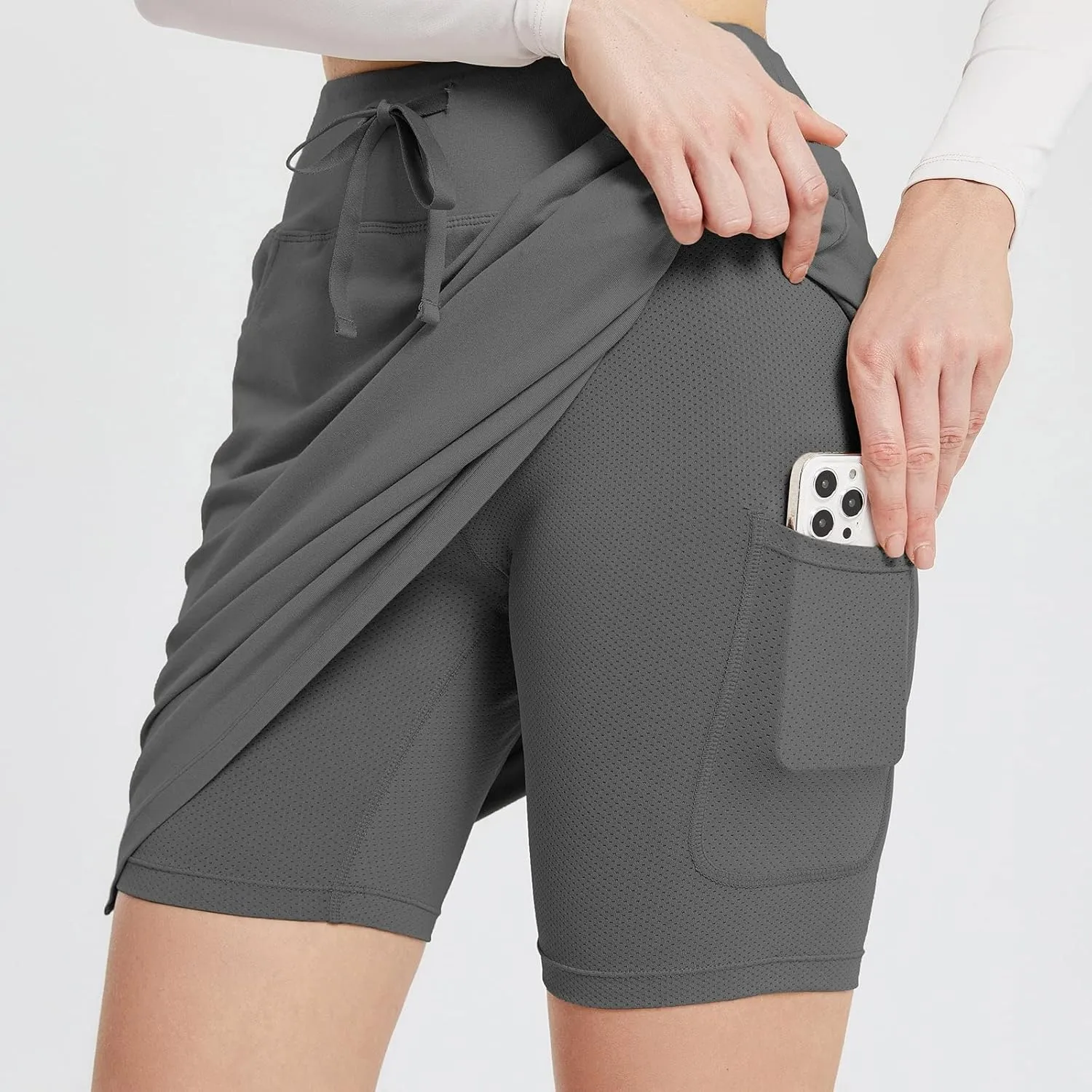 baleaf Women's Skorts Skirts 20" Knee Length Cotton Casual High Waist Drawstring Modest Golf Skort with Pocket