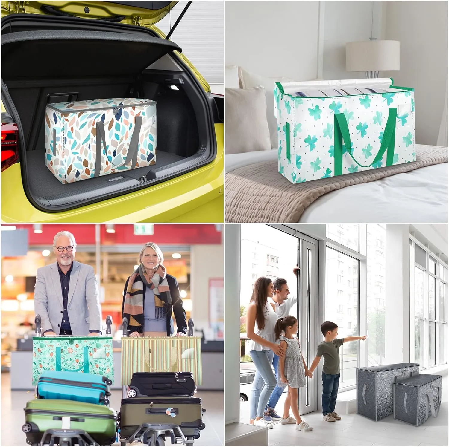 BALEINE 8-Pack Oversized Moving Bags with Reinforced Handles, Heavy-Duty Storage Tote for Clothes, Moving Supplies (Spring Stroll, 8-Pack)