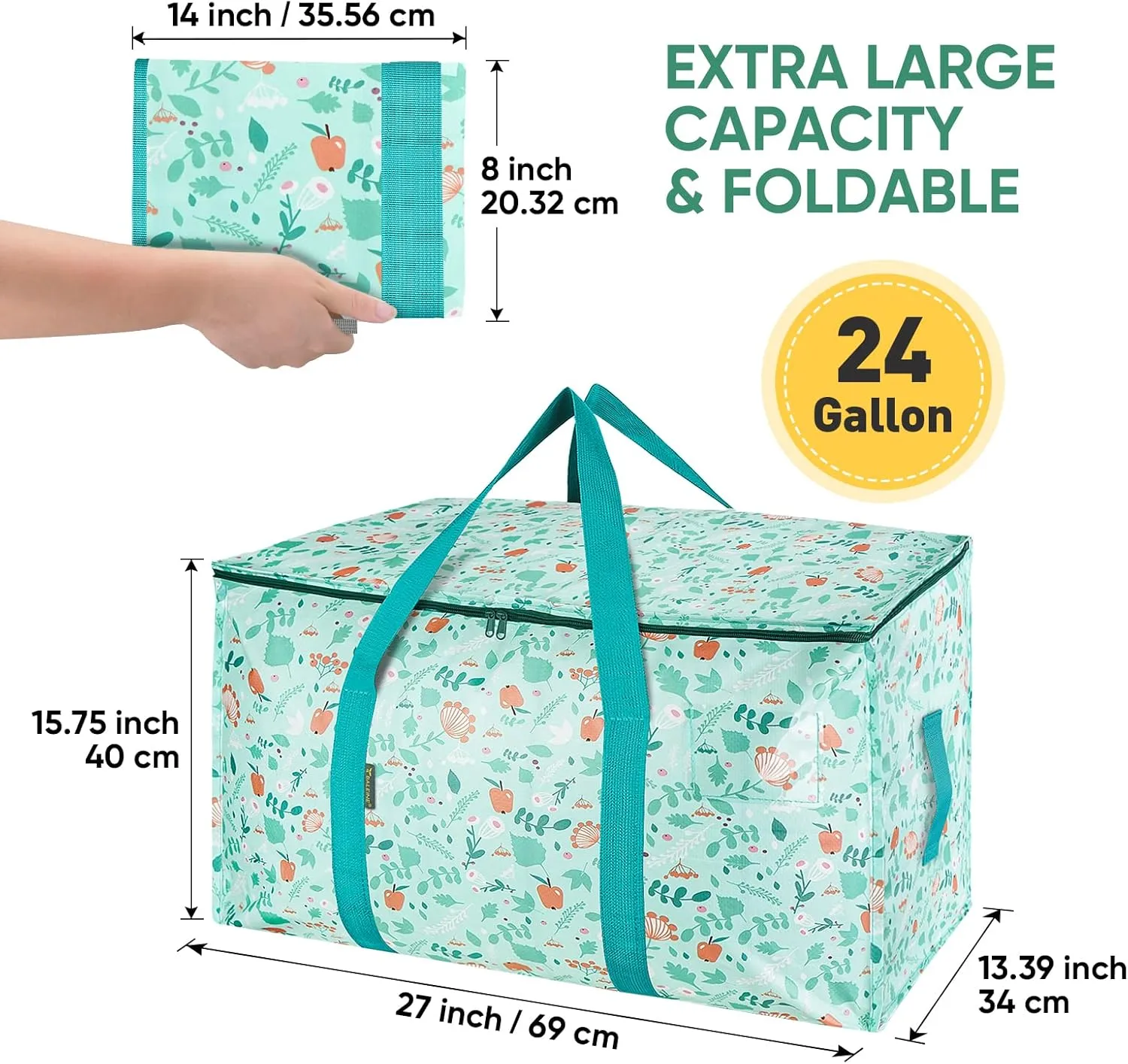 BALEINE 8-Pack Oversized Moving Bags with Reinforced Handles, Heavy-Duty Storage Tote for Clothes, Moving Supplies (Spring Stroll, 8-Pack)