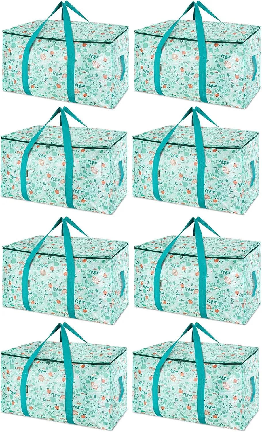 BALEINE 8-Pack Oversized Moving Bags with Reinforced Handles, Heavy-Duty Storage Tote for Clothes, Moving Supplies (Spring Stroll, 8-Pack)