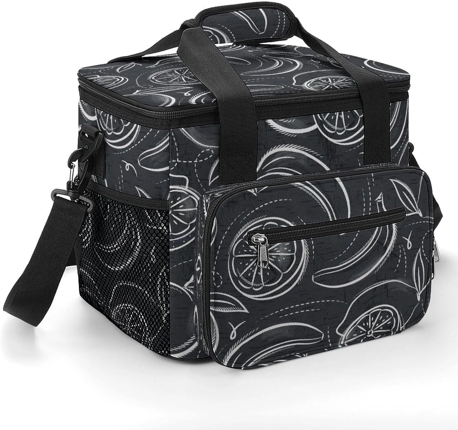 Bananas Oranges Lemons 22.5L Insulated Camping Coolers Bag Chalk Style Large Leakproof Ice Chest for Beach Travel Picnic