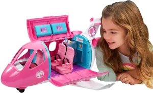 Barbie Dreamplane Transforming Playset with Reclining Seats and Working Overhead Compartments, Plus 15  Pieces Including a Puppy and a Snack Cart, for Kids 3 Years Old and Up (Amazon Exclusive)