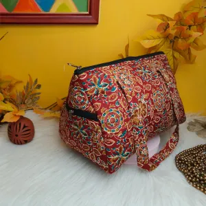 Barrel Handbags Light Red Color Prints
