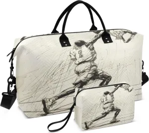 Basketball Sketch Travel Duffle Bag for Men Women Gym Bag with Storage Bag Weekender Bag Carry on Bags for Travel Trip Gym Yoga