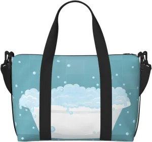 Bathtub with Soap Bubbles Travel Bag for Women Men Weekender Bags Carry on Overnight Bag Tote Bag Yoga Gym Bag for Gym, Work, Weekend, Travel, Personal Items