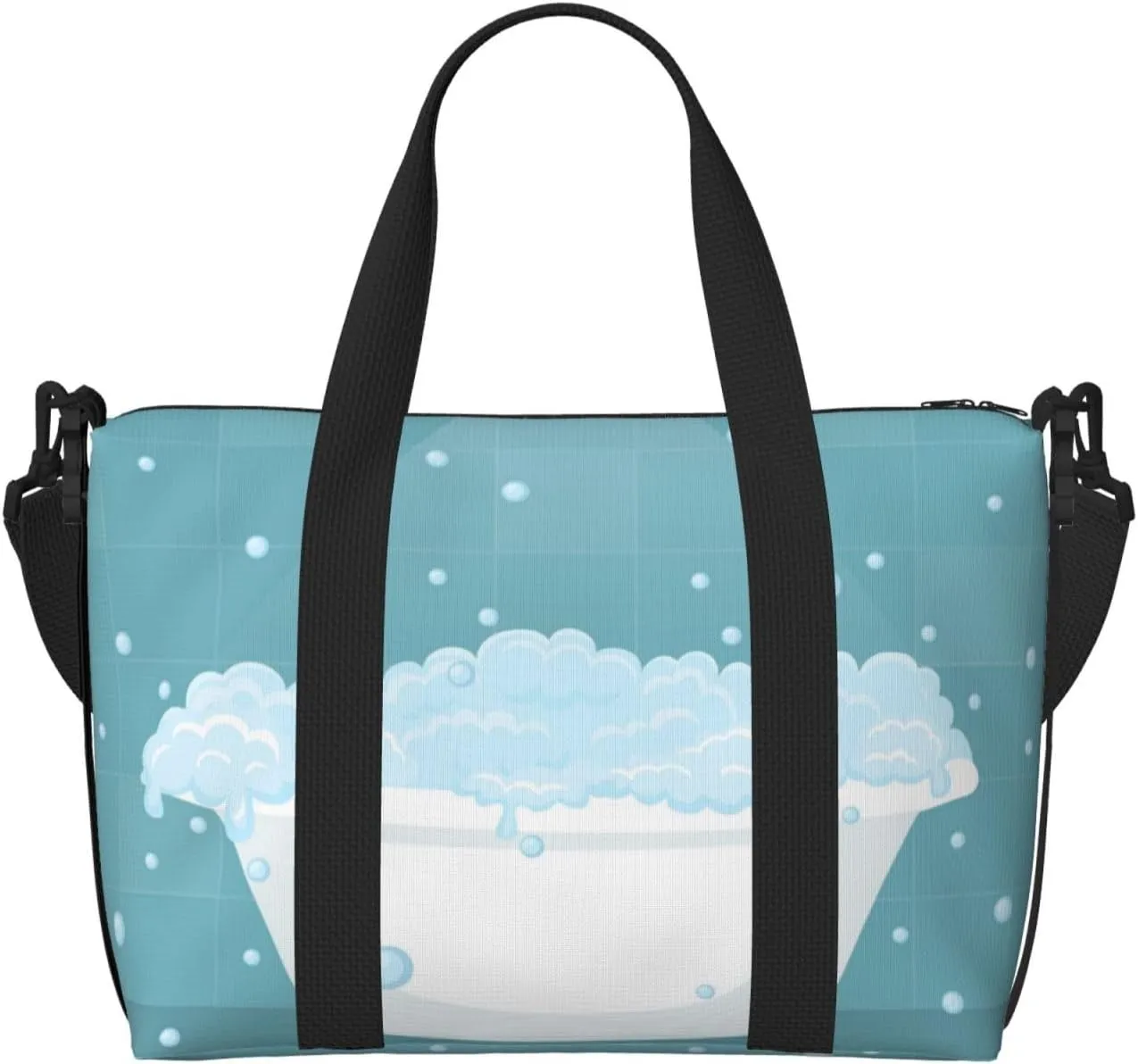 Bathtub with Soap Bubbles Travel Bag for Women Men Weekender Bags Carry on Overnight Bag Tote Bag Yoga Gym Bag for Gym, Work, Weekend, Travel, Personal Items