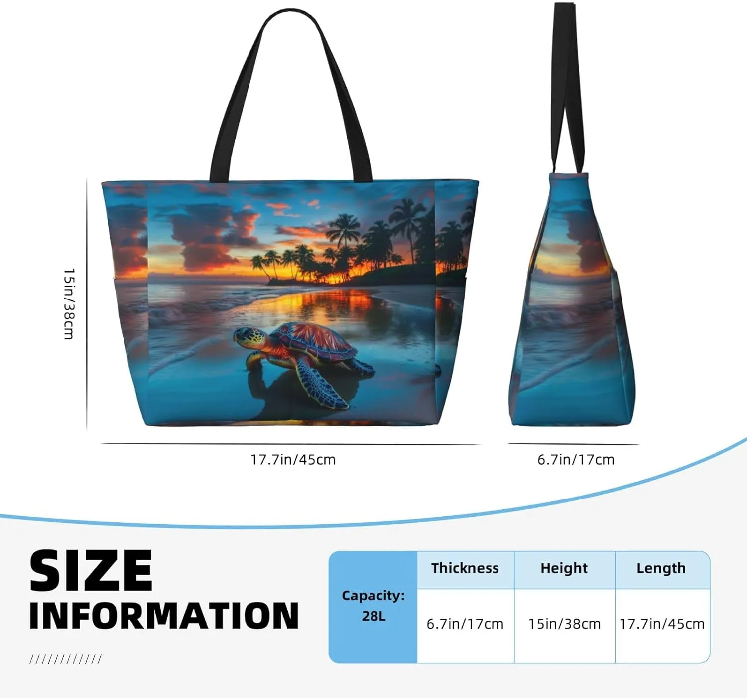 Beach Tote Bag for Women Foldable Waterproof and Sandproof Tote Bag with Zipper Print Beach Bag Large Travel Bag