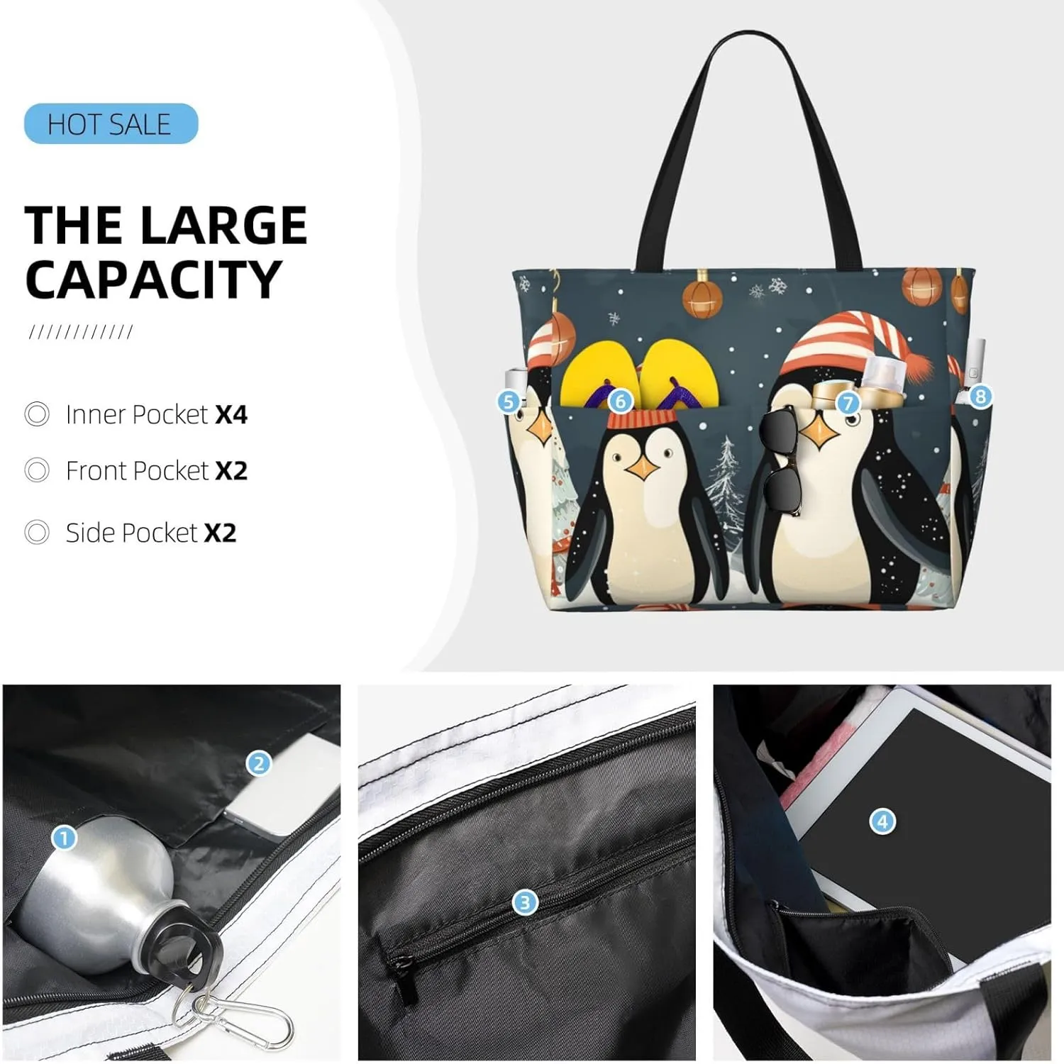 Beach Tote Bag for Women Oversized Travel Weekender Bags Skate boards Waterproof Pool Bag Beach Accessories