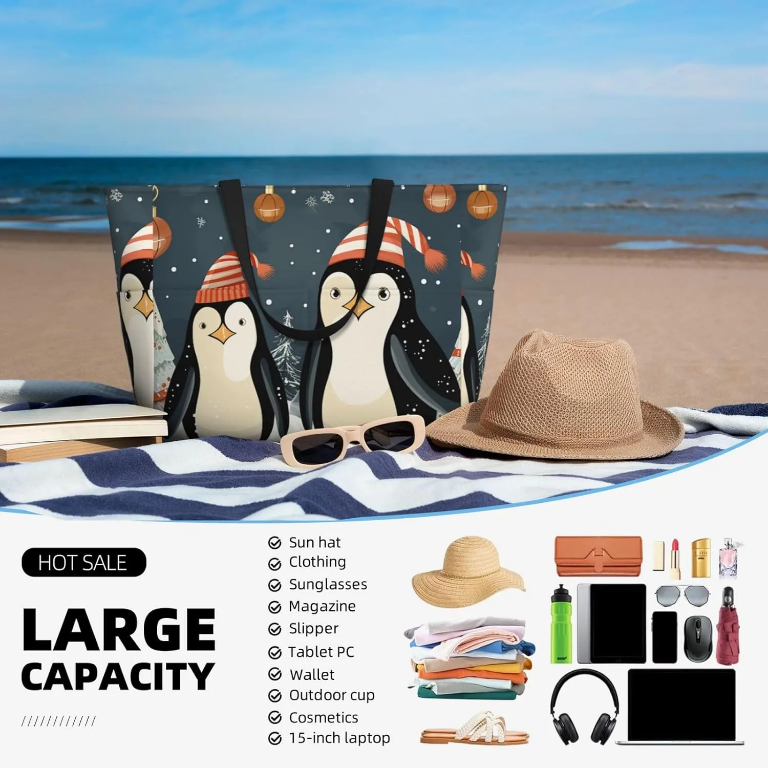 Beach Tote Bag for Women Oversized Travel Weekender Bags Skate boards Waterproof Pool Bag Beach Accessories