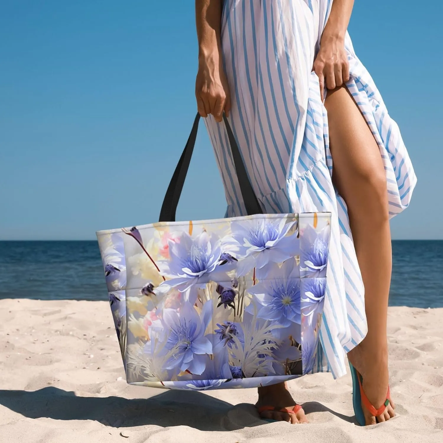 Beach Tote Bag for Women Oversized Travel Weekender Bags Underwater Turtle Waterproof Pool Bag Beach Accessories
