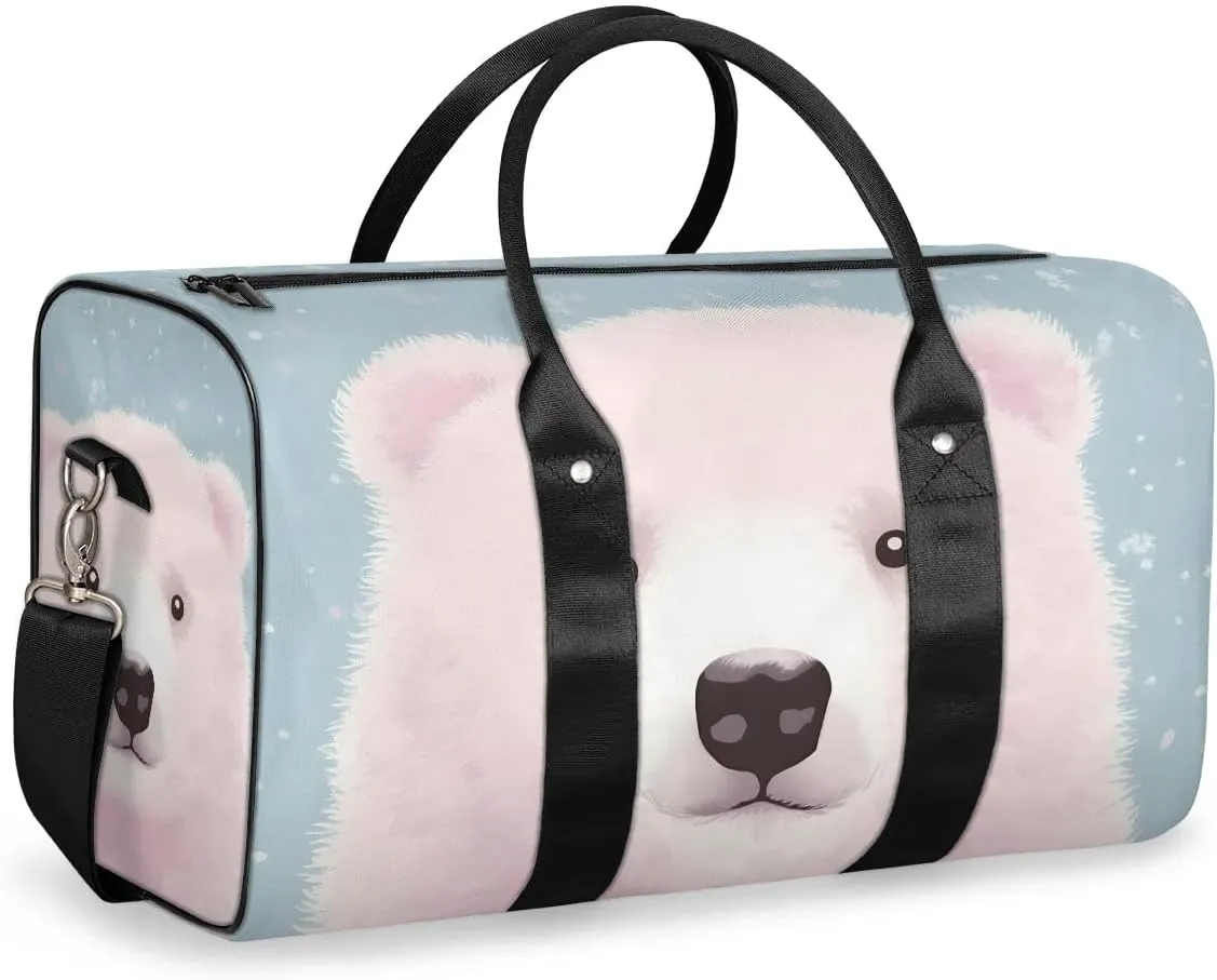Bear Print Travel Duffel Bag for Women Men Waterproof Foldable Overnight Weekender Bag Large Capacity Sports Gym Bag