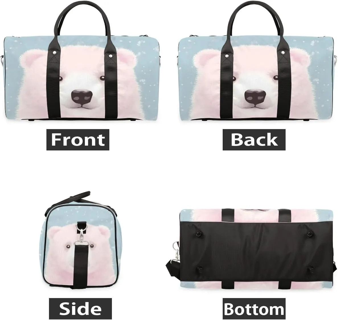 Bear Print Travel Duffel Bag for Women Men Waterproof Foldable Overnight Weekender Bag Large Capacity Sports Gym Bag