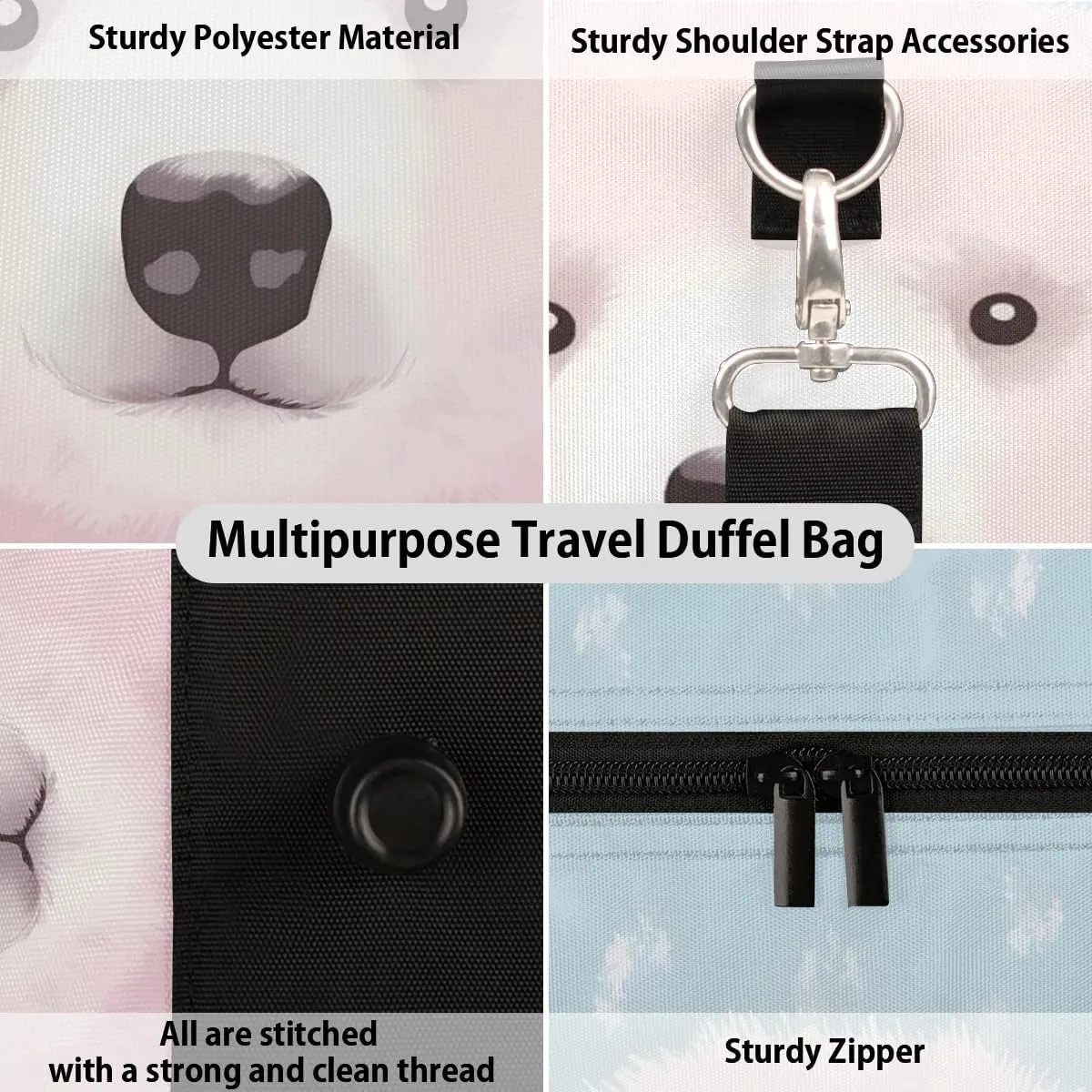Bear Print Travel Duffel Bag for Women Men Waterproof Foldable Overnight Weekender Bag Large Capacity Sports Gym Bag
