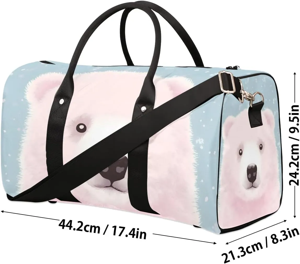 Bear Print Travel Duffel Bag for Women Men Waterproof Foldable Overnight Weekender Bag Large Capacity Sports Gym Bag