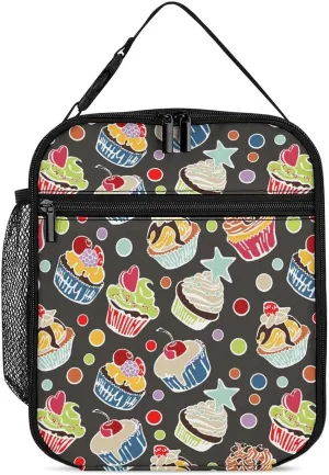 Beautiful Cupcakes Reusable Lunch Bag Insulated Portable Lunch Box Bag Leak Proof Dining Bag Lunch Box Container Tote Pattern159, 27.5X20cm, style