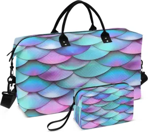 Beautiful Fish Scales A Travel Duffel Bags with Toiletry Bag for Travel Gym Yoga Weekender Bag