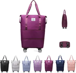 Beente Travel Bag with Wheels, Kulken Pepepo Lightweight Rolling Bag with Wheels, Universal Wheel Removable Duffle Bag (fuchsia)