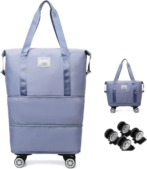 Beente Travel Bag With Wheels - Large Capacity Travel Bag - Universal Wheel Removable, Expandable Foldable, Weekend Bag For Travel For Camping, Business Travel (1, light blue, 22.4inx8.6inx26in)