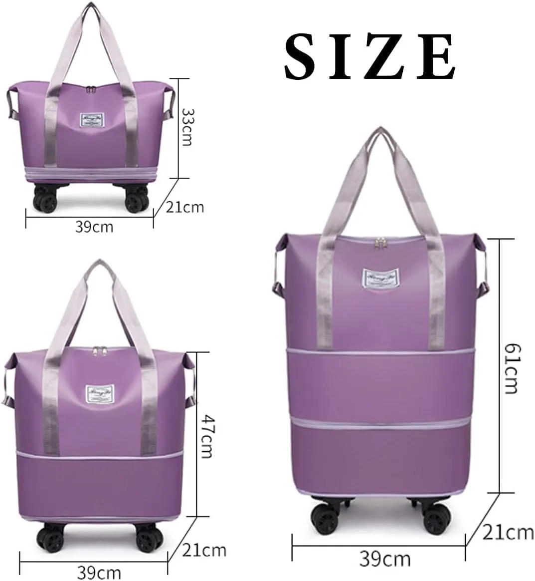 Beente Travel Bag With Wheels, Large Capacity Travel Bags Universal Wheel Removable, Large Expandable Foldable, Rolling with Wheels (Black)