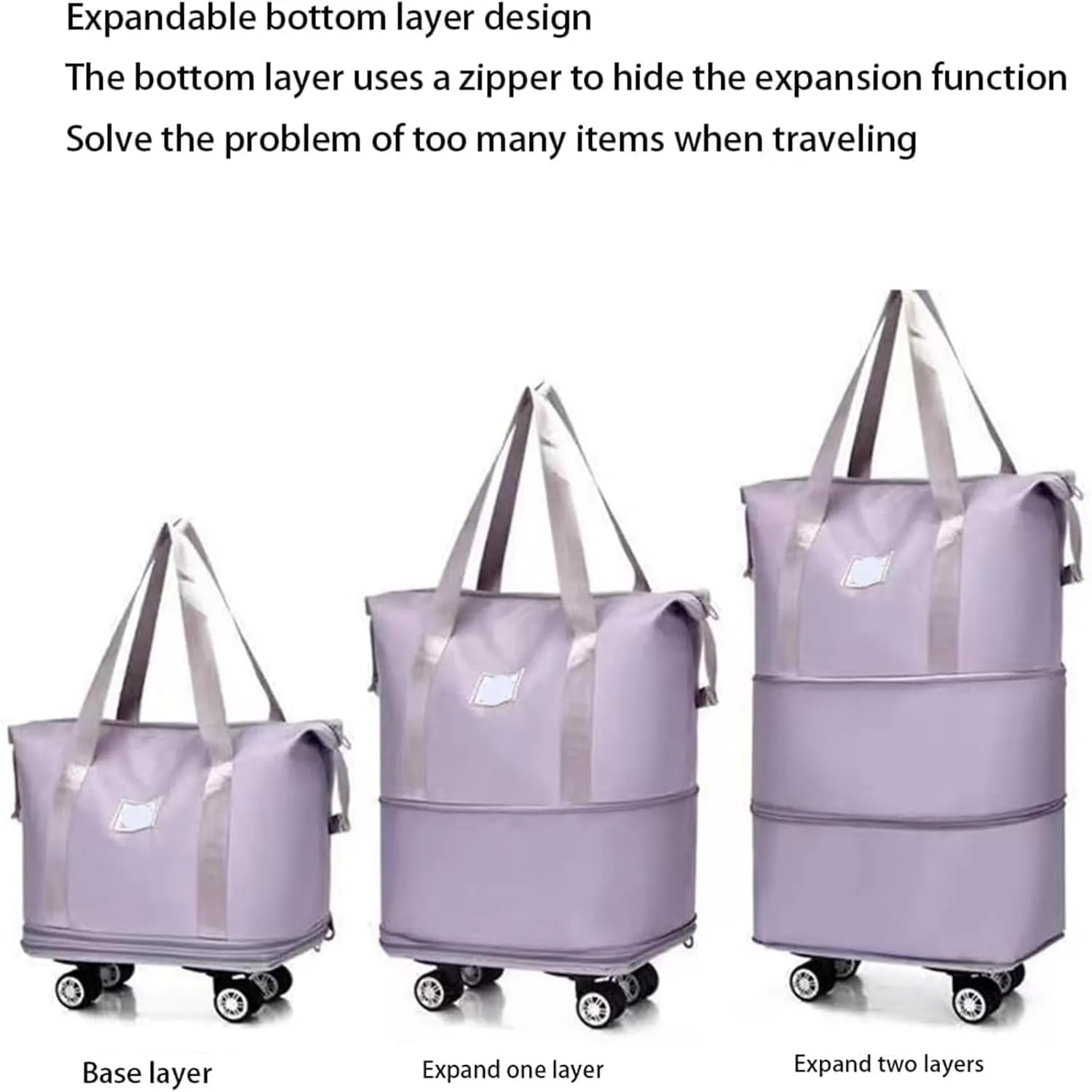 Beente Travel Bag With Wheels, new large capacity travel bag - universal wheel removable, Suitable for travel camping (Blue)
