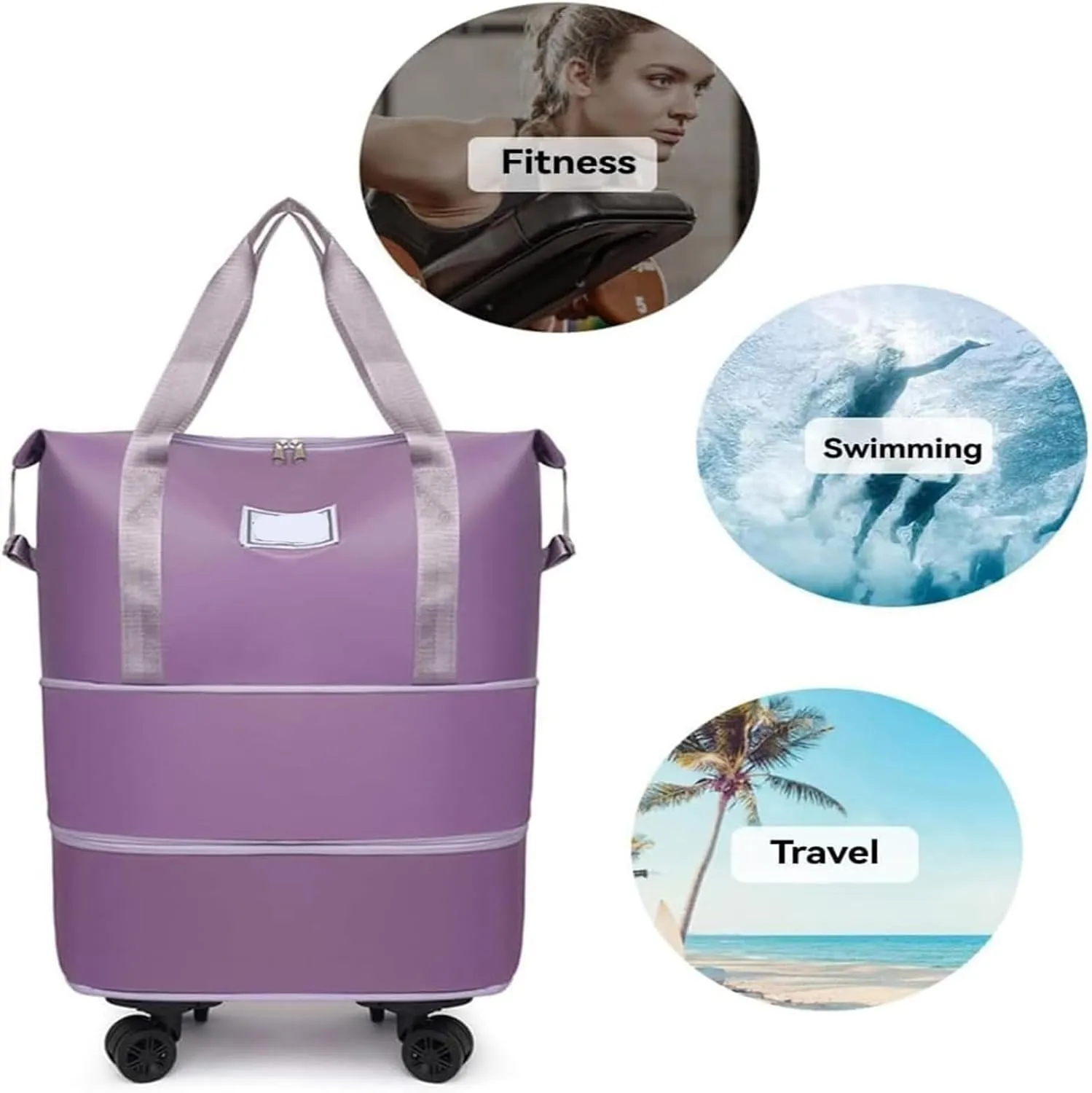 Beente Travel Bag With Wheels, new large capacity travel bag - universal wheel removable, Suitable for travel camping (Dark Blue)