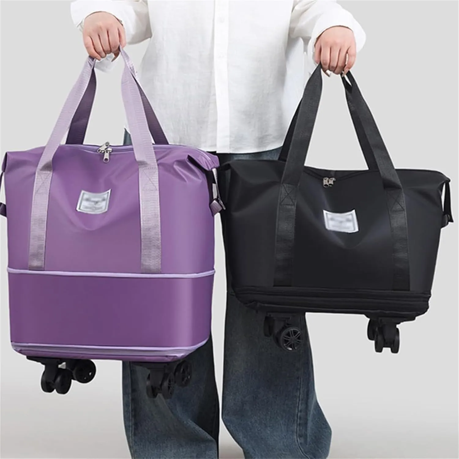 Beente Travel Bags With Wheels - Beente Expandable Travel Bag, 2025 New Large Capacity Bag, Universal Wheel Removable, Camping, Weekend Trips (Light Purple)
