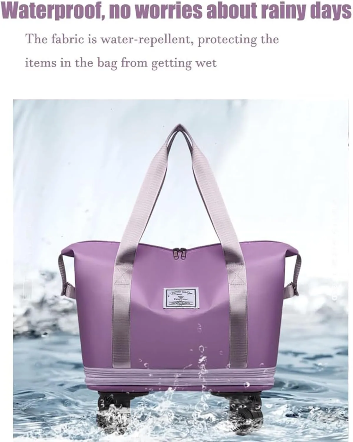 Beente/Pepepo/Kulken Expandable Travel Luggage Bag, Rolling Duffle Bag with Wheels and Handle (Purple)