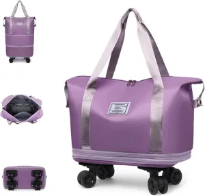 Beente/Pepepo/Kulken Expandable Travel Luggage Bag, Rolling Duffle Bag with Wheels and Handle (Purple)