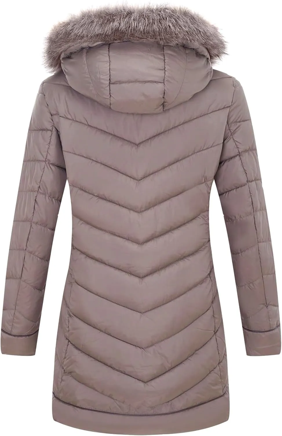 Bellivera Women's Winter Thickened Quilted Puffer Jacket Zipper Pockets Bubble Coat with Removable Hood and Faux Fur Collar