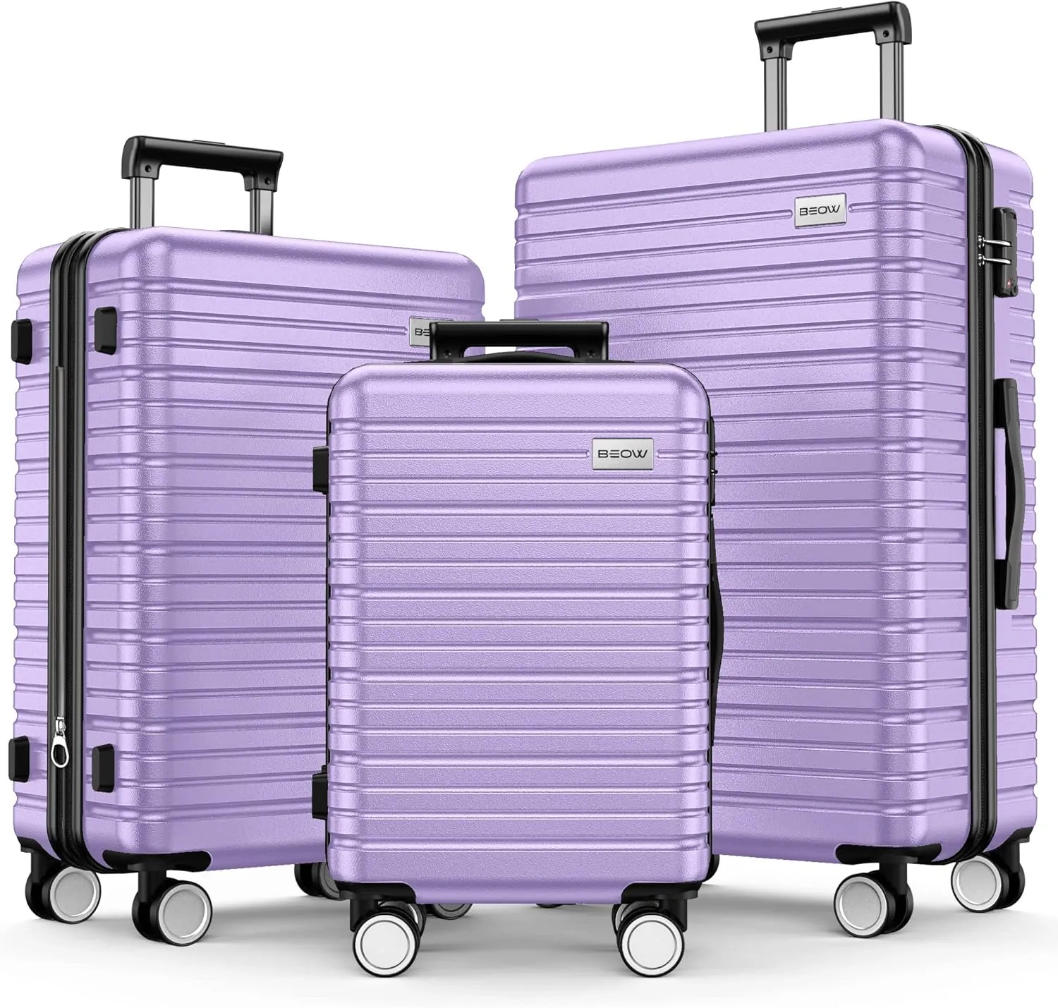 BEOW Luggage Sets 3 Piece Hardside Expandable Luggage Set Clearance Suitcase Sets with Wheels TSA Lock 20''/24''/28''(Lavender Purple