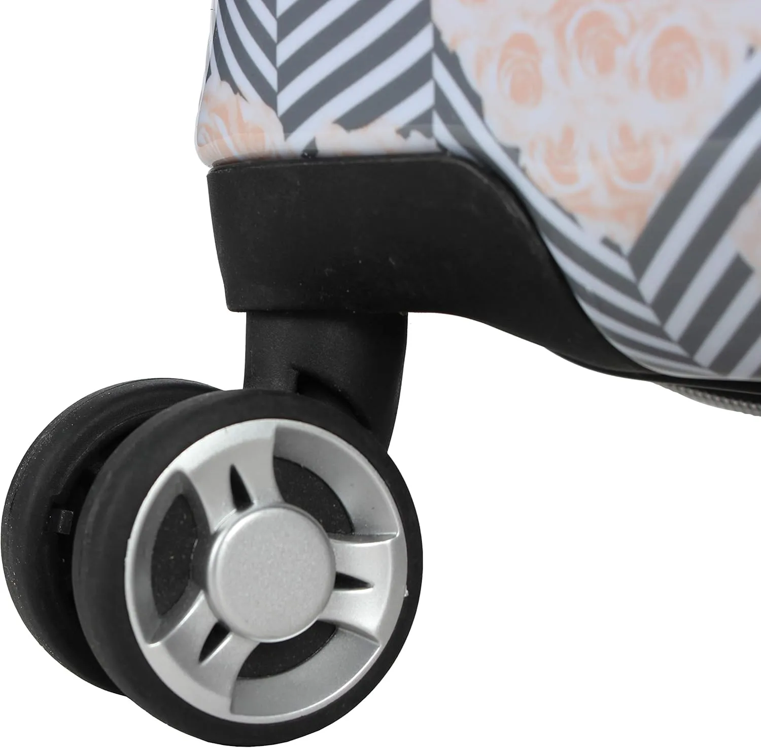 Betsey Johnson 26 Inch Checked Luggage Collection - Expandable Scratch Resistant (ABS   PC) Hardside Suitcase - Designer Lightweight Bag with 8-Rolling Spinner Wheels (Chevron Hearts)