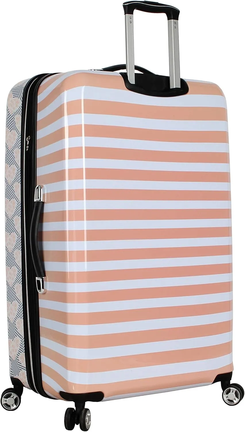 Betsey Johnson 26 Inch Checked Luggage Collection - Expandable Scratch Resistant (ABS   PC) Hardside Suitcase - Designer Lightweight Bag with 8-Rolling Spinner Wheels (Chevron Hearts)