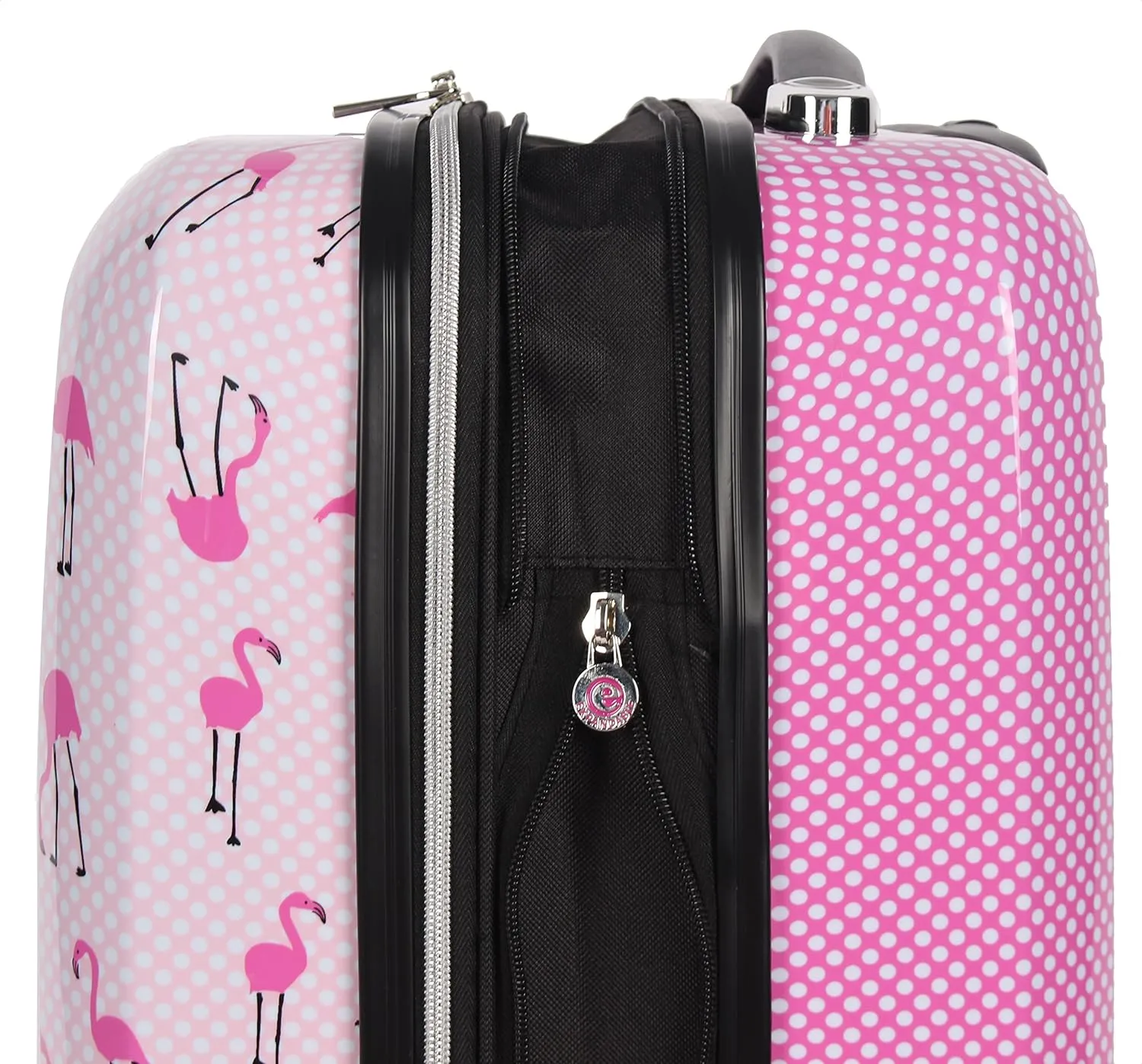 Betsey Johnson 26 Inch Checked Luggage Collection - Expandable Scratch Resistant (ABS   PC) Hardside Suitcase - Designer Lightweight Bag with 8-Rolling Spinner Wheels (Flamingo Strut)