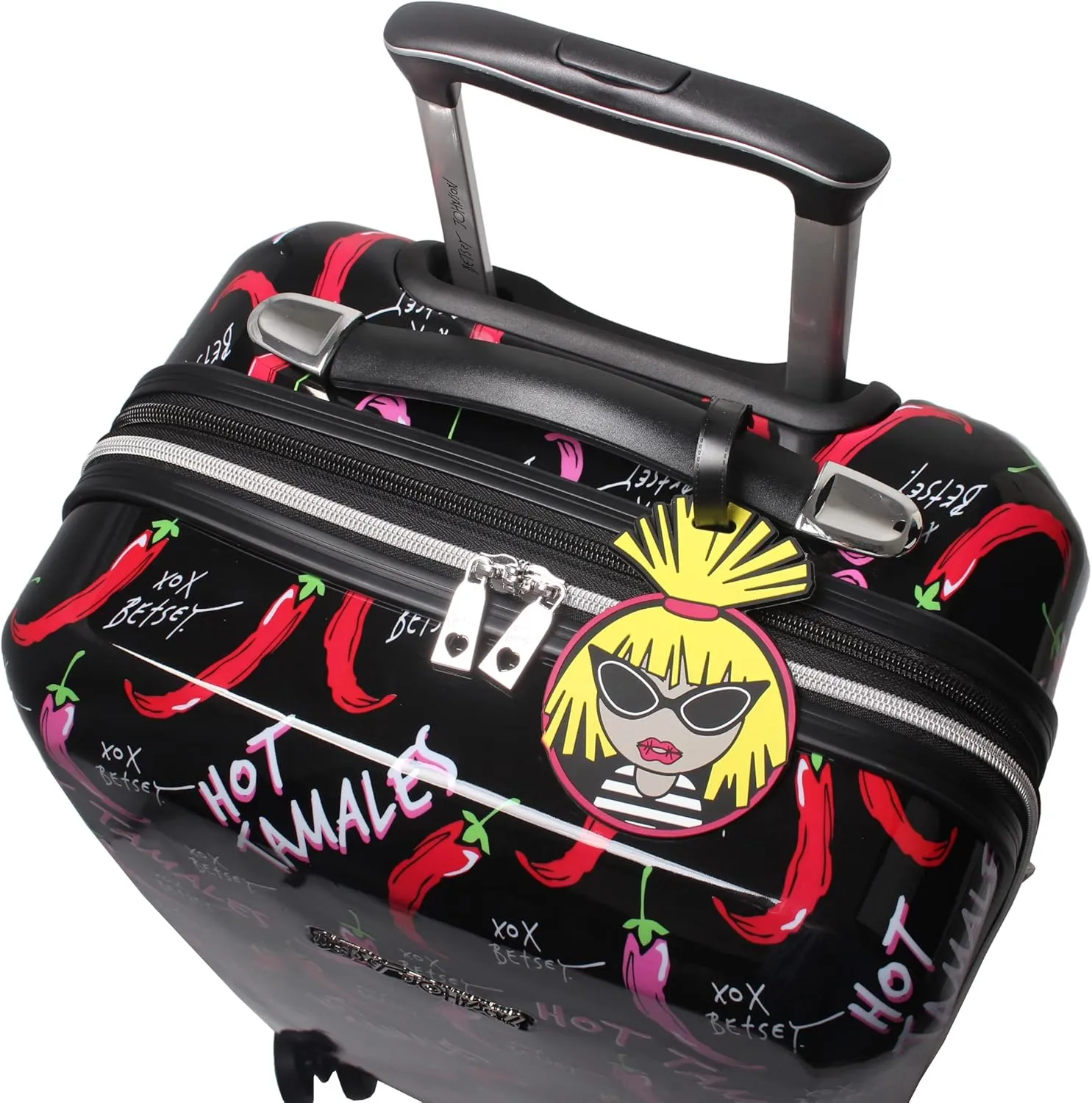 Betsey Johnson 30 Inch Checked Luggage Collection - Expandable Scratch Resistant (ABS   PC) Hardside Suitcase - Designer Lightweight Bag with 8-Rolling Spinner Wheels
