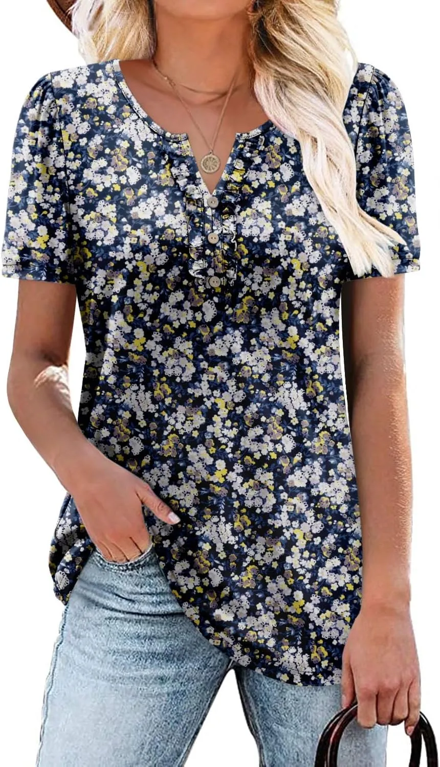 BETTE BOUTIK Womens Summer Tunic Tops Short Sleeve Trendy Shirts Casual Blouse