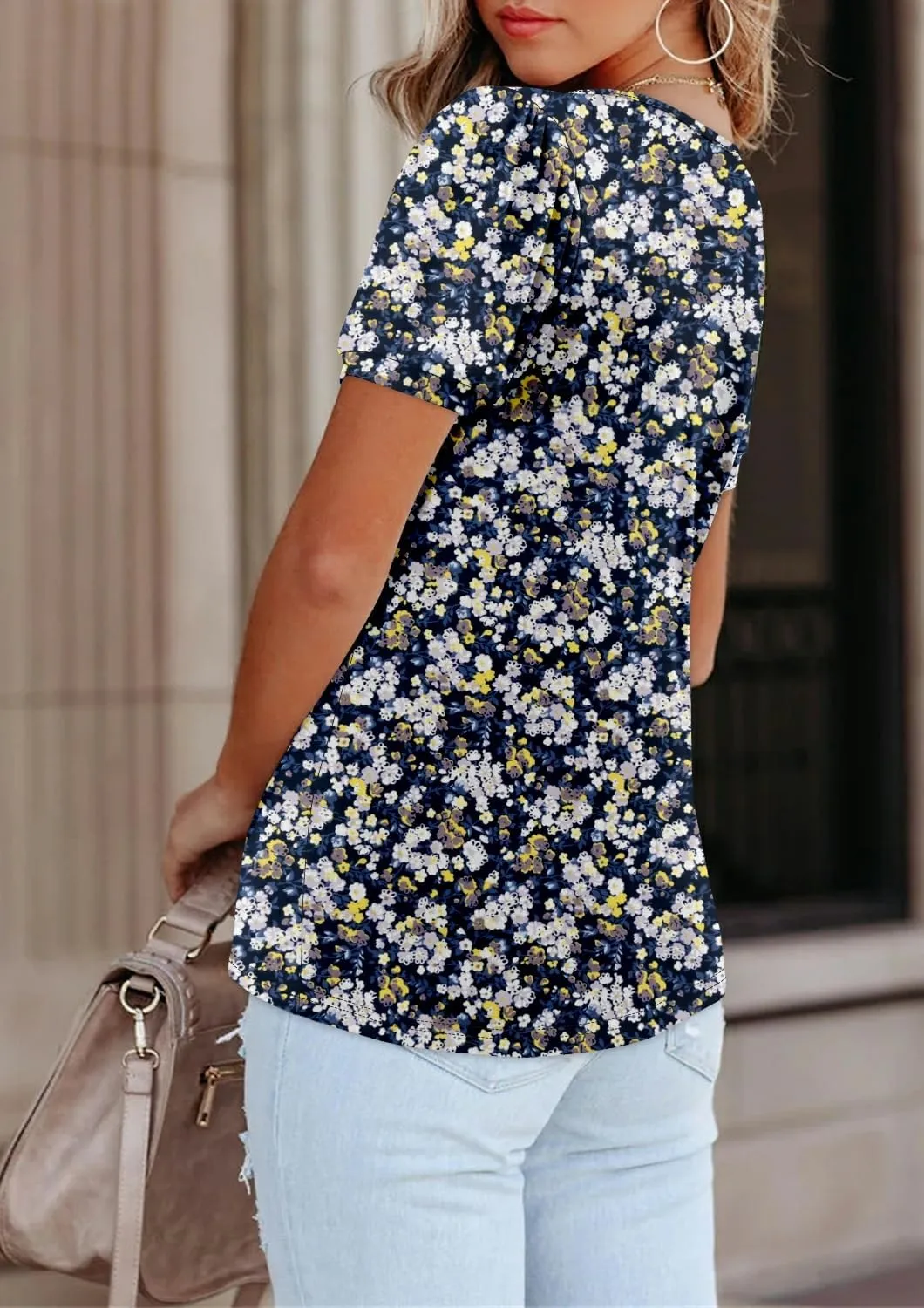 BETTE BOUTIK Womens Summer Tunic Tops Short Sleeve Trendy Shirts Casual Blouse