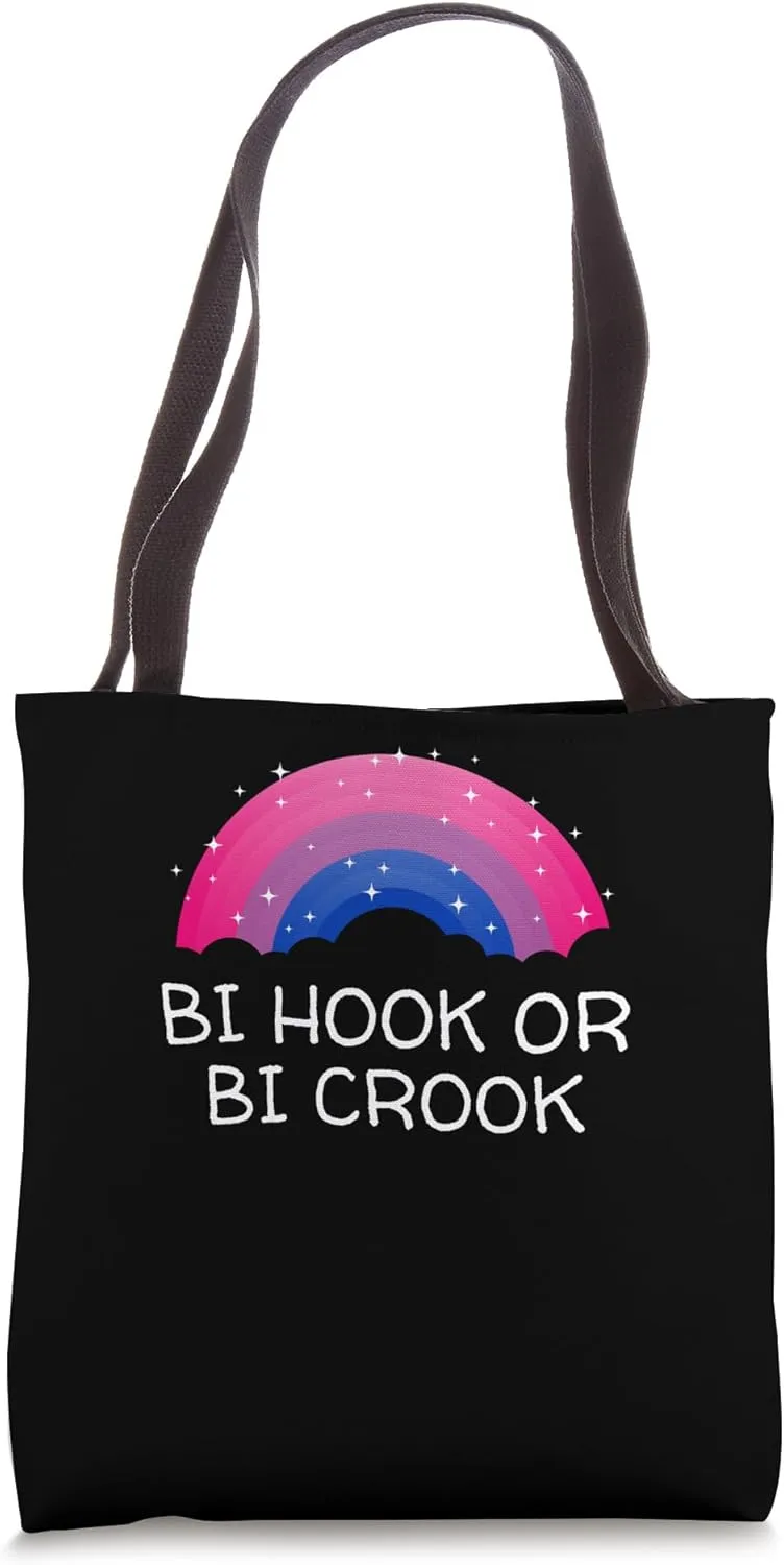 Bi Hook or Bi Crook Bisexual LGBTQ Bi Pride LGBT Funny Tote Bag