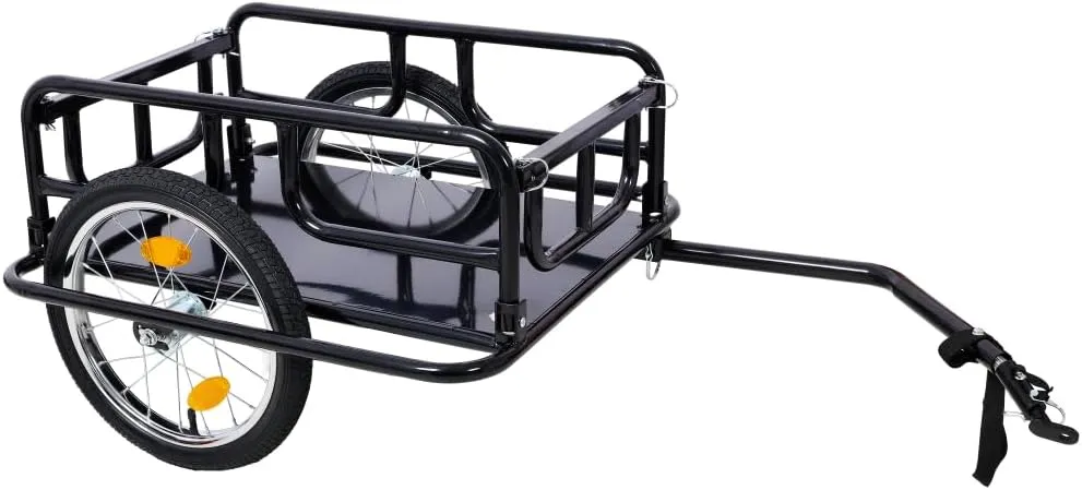 Bike Cargo Trailer with Universal Hitch, Foldable Bicycle Trailer with 16" Wheels, Reflectors & Large Storage Space, Heavy-Duty Utility Wagon for Outdoor Travel, Premium Hauling Cart