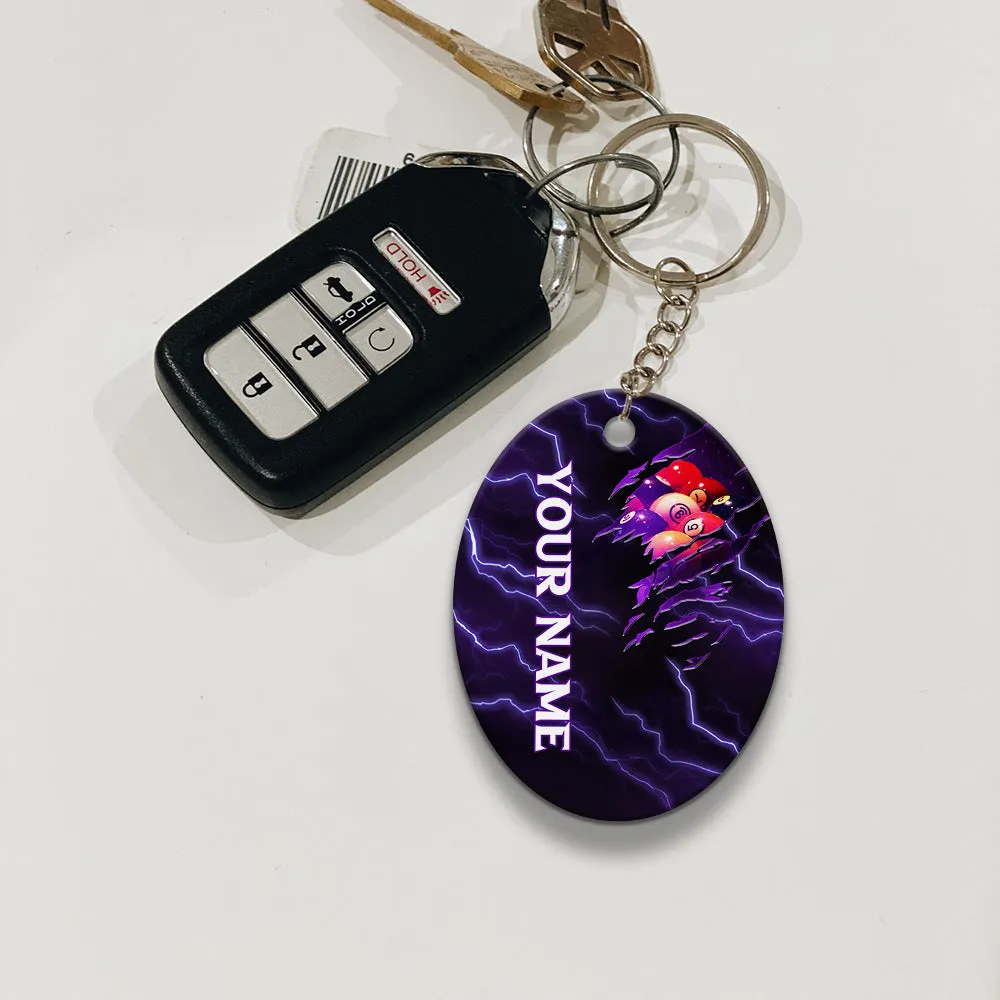 Billiard Pool 9 Ball Thunder Viking Personalized Name Keychain For Billiard Players