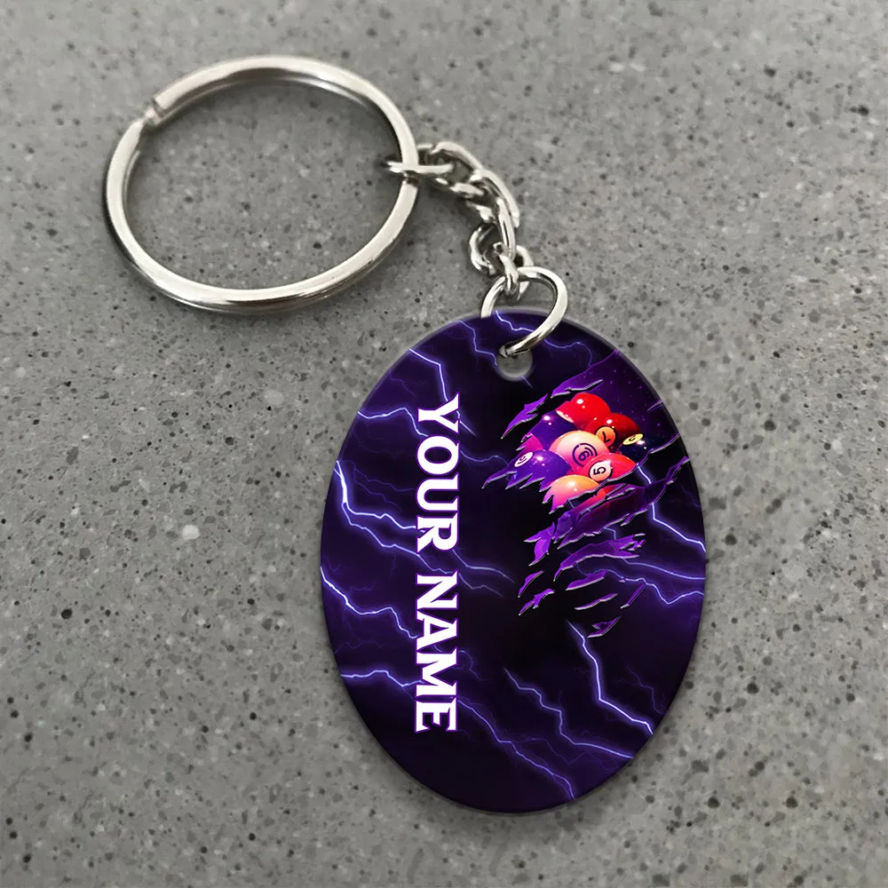 Billiard Pool 9 Ball Thunder Viking Personalized Name Keychain For Billiard Players