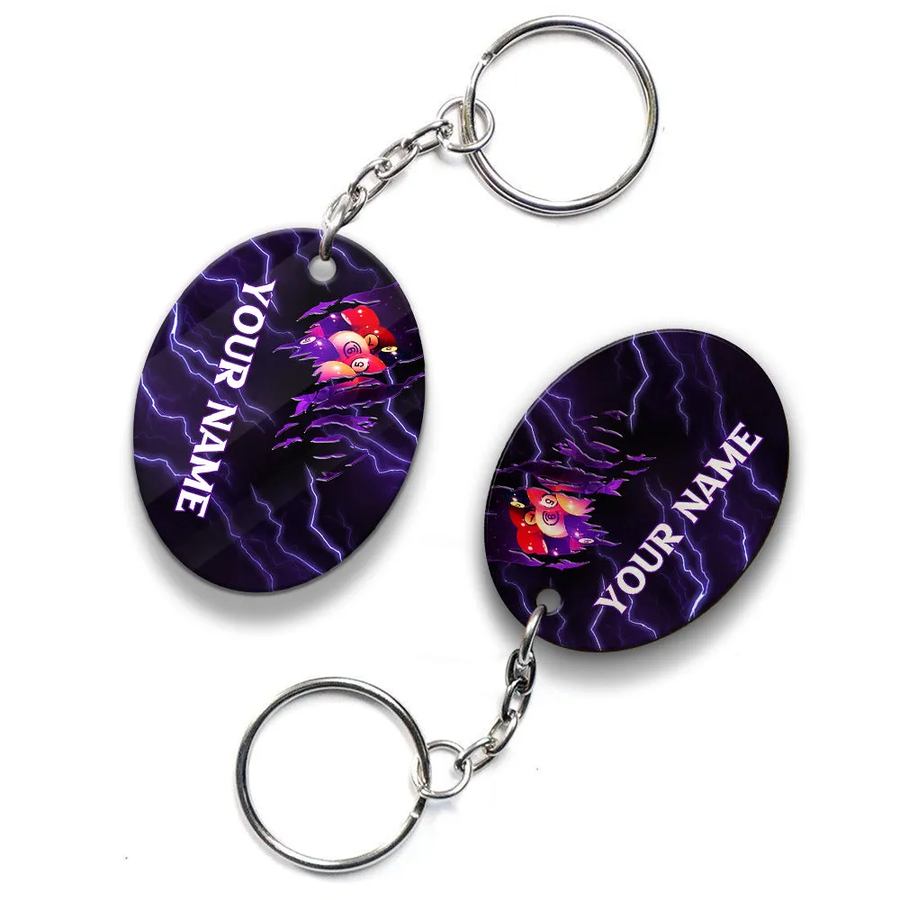Billiard Pool 9 Ball Thunder Viking Personalized Name Keychain For Billiard Players