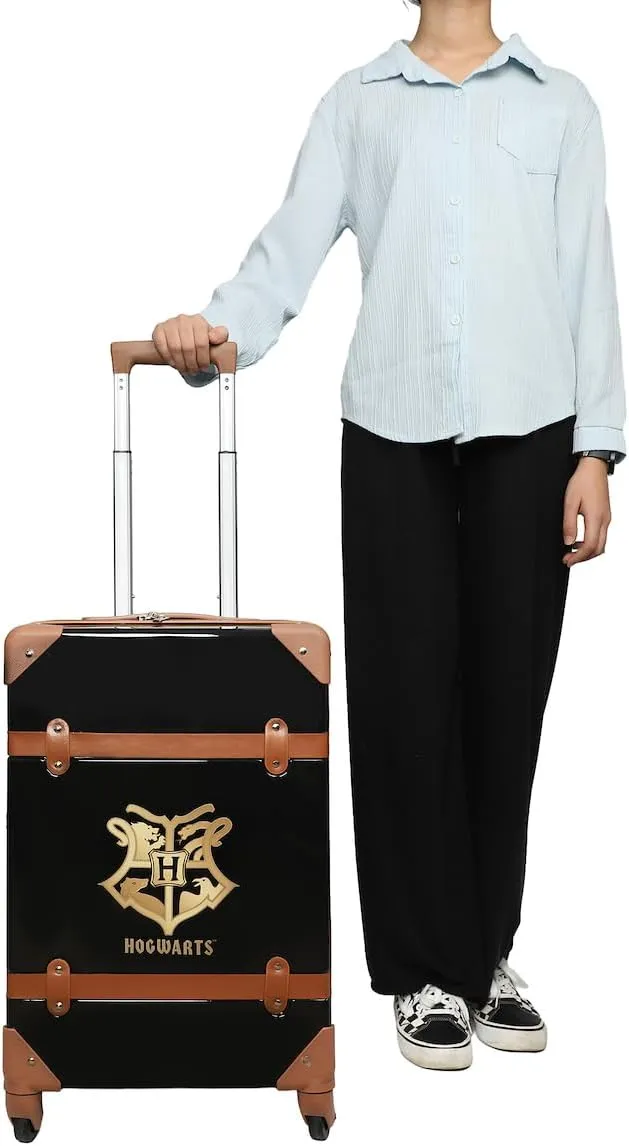 Bioworld Harry Potter Golden Hogwarts Crest Adult 20" Black Rolling Luggage