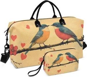 Bird Flower Heart Duffel Bag for Travel Gym Sport, Weekender Travel Bags Carry on Overnight Bag