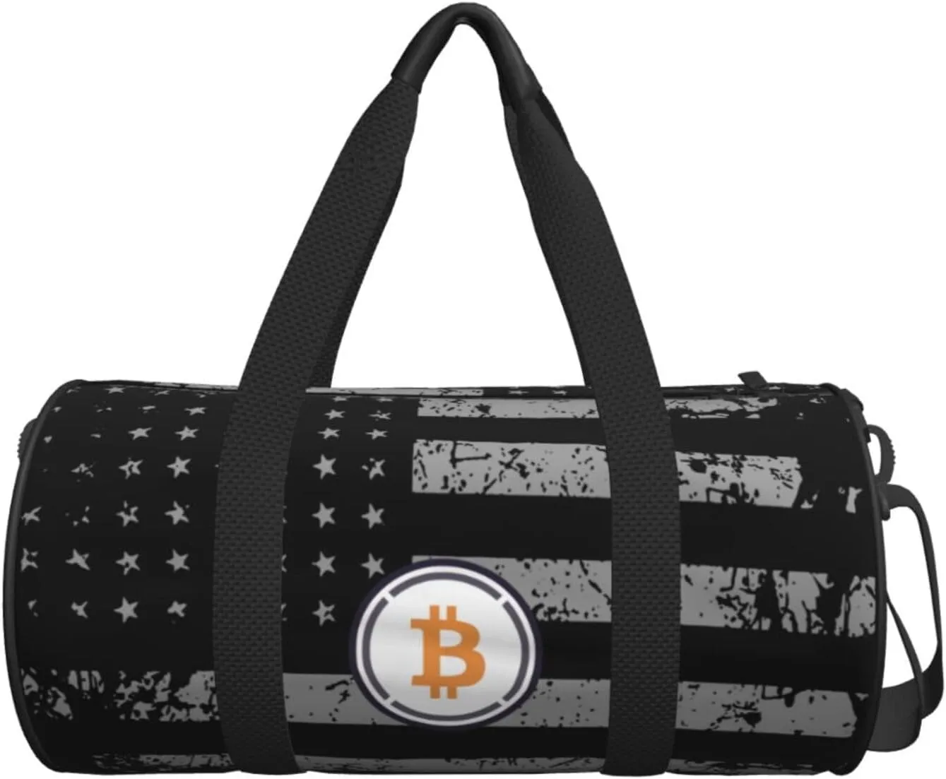 Bitcoin Travel Luggage Duffel Bag Sports Rolling Foldable Duffel Bag, Black